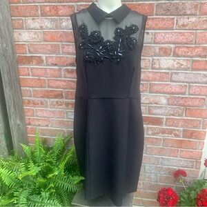 New DARLING Sheer Beaded Top Black Sleeveless LBD Dress Size XL